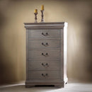 Louis Philippe 5 Storage Drawers Chest, Antique Gray Finish Acme