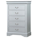 Louis Philippe 5 Storage Drawers Chest, Platinum Finish Acme
