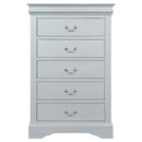 Louis Philippe 5 Storage Drawers Chest, Platinum Finish Acme