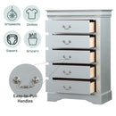 Louis Philippe 5 Storage Drawers Chest, Platinum Finish Acme