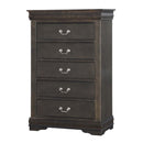 Louis Philippe 5 Storage Drawers Chest, Dark Gray Finish Acme