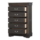 Louis Philippe 5 Storage Drawers Chest, Dark Gray Finish Acme