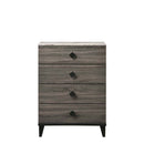 Avantika 4 Storage Drawer Chest, Faux Marble Top & Rustic Gray Oak Finish Acme
