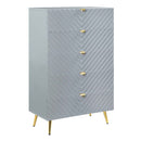 Gaines 5 Storage Drawers Chest, Gray High Gloss Finish Acme