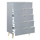 Gaines 5 Storage Drawers Chest, Gray High Gloss Finish Acme