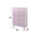 Gaines 5 Storage Drawers Chest, Pink High Gloss Finish Acme