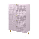 Gaines 5 Storage Drawers Chest, Pink High Gloss Finish Acme