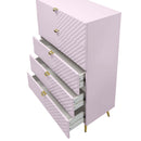 Gaines 5 Storage Drawers Chest, Pink High Gloss Finish Acme