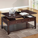 Malachi Rectangular Leg Table w/Lift Top (Faux Drawer) , Walnut Finish Acme