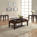 Docila Rectangular Leg Table w/Lift Top & Bottom Shelf , Walnut Finish Acme
