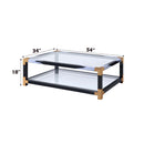 Lafty Rectangular Coffee Table , Clear Glass & White Brushed Finish Acme