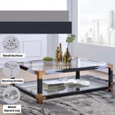 Lafty Rectangular Coffee Table , Clear Glass & White Brushed Finish Acme