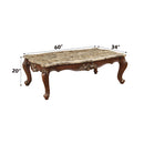 Shalisa Rectangular Coffee Table , Marble Top & Walnut Finish Acme