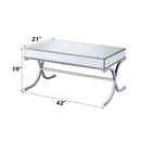 Yuri Rectangular Table (No Storage) , Mirrored & Chrome Finish Acme
