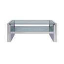 Nysa Rectangular Coffee Table , Mirrored & Faux Crystals Acme