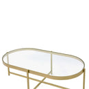 Charrot Oval Table Top , Clear Glass Top & Gold Finish Acme