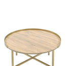 Mithea Round Table Top , Oak & Gold Finish Acme