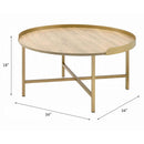 Mithea Round Table Top , Oak & Gold Finish Acme