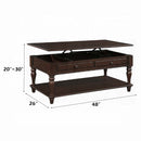 Farrel Rectangular Leg Table w/Lift Top & Bottom Shelf, Walnut Acme