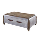 Brancaster Rectangular Coffee Table , Antique Oak & Aluminum Acme