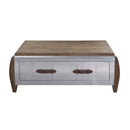 Brancaster Rectangular Coffee Table , Antique Oak & Aluminum Acme
