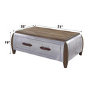 Brancaster Rectangular Coffee Table , Antique Oak & Aluminum Acme