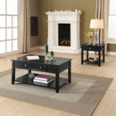 Malachi Rectangular Leg Coffee Table w/Lift Top (Faux Drawer) , Black Finish Acme