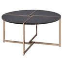 Bromia Round Coffee Table, Black & Champagne Finish Acme