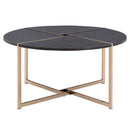 Bromia Round Coffee Table, Black & Champagne Finish Acme