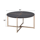 Bromia Round Coffee Table, Black & Champagne Finish Acme