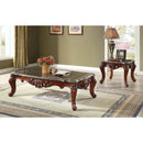 Eustoma Rectangular Coffee Table , Marble Top & Walnut Finish Acme
