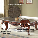 Eustoma Rectangular Coffee Table , Marble Top & Walnut Finish Acme