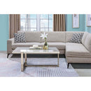 Feit Rectangular Coffee Table , Faux Marble Top & Champagne Finish Acme