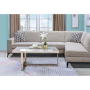 Feit Rectangular Coffee Table , Faux Marble Top & Champagne Finish Acme