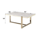 Feit Rectangular Coffee Table , Faux Marble Top & Champagne Finish Acme