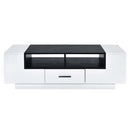 Armour Rectangular Coffee Table , White & Black Finish Acme