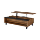 Avala Rectangular Coffee Table w/Lift Top, Walnut & Black Finish Acme
