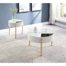 Bodfish Round Coffee Table , White & Natural Finish Acme