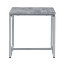 Jurgen 3Pc Coffee & End Table Set , Faux Concrete Top & Silver Finish Acme