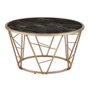 Cicatrix Round Coffee Table , Engineering Stone Glass Top & Champagne Finish Acme