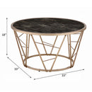 Cicatrix Round Coffee Table , Engineering Stone Glass Top & Champagne Finish Acme