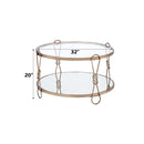 Zekera Drum Coffee Table , Mirrored & Champagne Finish Acme