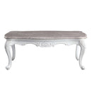 Ciddrenar Rectangular Coffee Table , Marble Top & White Finish Acme