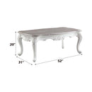 Ciddrenar Rectangular Coffee Table , Marble Top & White Finish Acme