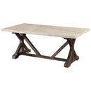 Romina Rectangular Coffee Table , White Marble Top & Weathered Espresso Finish Acme