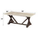 Romina Rectangular Coffee Table , White Marble Top & Weathered Espresso Finish Acme