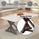 Romina Rectangular Coffee Table , White Marble Top & Weathered Espresso Finish Acme