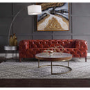 Tamas Drum Coffee Table , Aluminum & Cocoa Top Grain Leather Acme