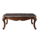 Miyeon Rectangular Coffee Table , Marble Top & Cherry Finish Acme