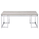Chafik Rectangular Coffee Table , Natural Oak & Chrome Finish Acme